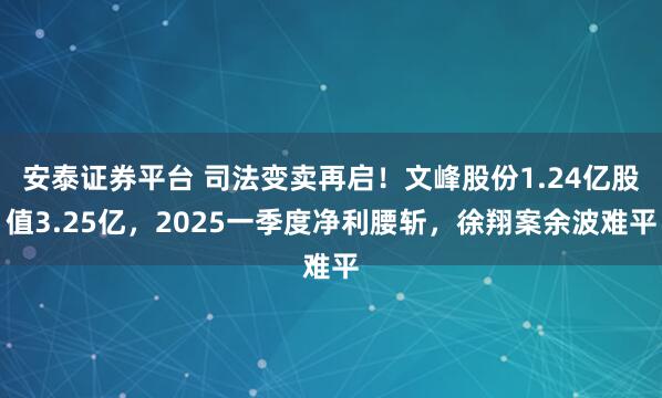 安泰证券平台 司法变卖再启！文峰股份1.24亿股值3.25亿，2025一季度净利腰斩，徐翔案余波难平